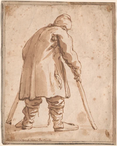 Caricature of a Man, Said to Be Pietro da Cortona by Pier Francesco Mola, drawing, 1612-1666