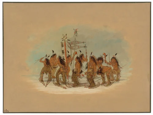 Snow Shoe Dance - Ojibbeway by George Catlin, painting, 1861-1869