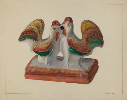 Chalkware Roosters by Mina Lowry, index of american design, 1937