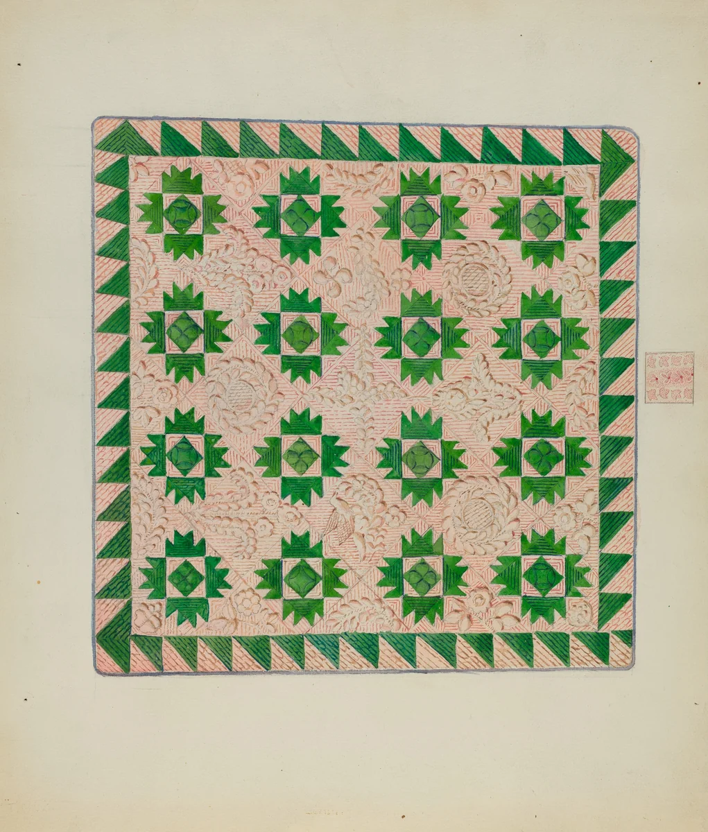 Patchwork Quilt by George Loughridge, index of american design, 1935-1942