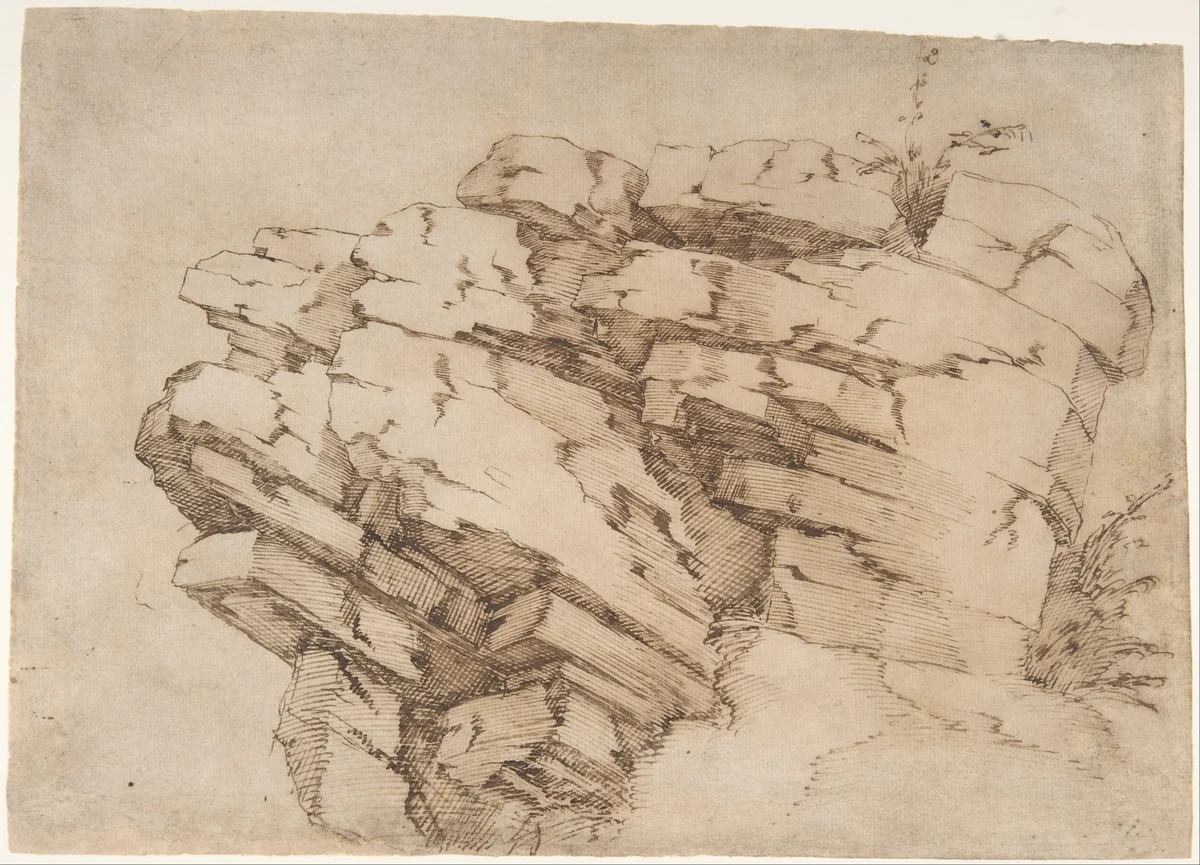 A Rocky Outcrop by Baccio Bandinelli, drawing, 1493-1560