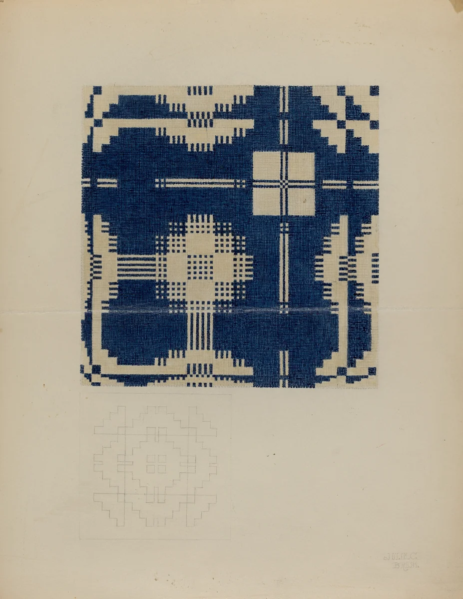 Handspun Bedspread by Julie C. Brush, index of american design, 1937