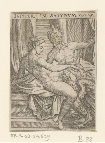 Jupiter en Antiope by Unknown, print, 1524-1562