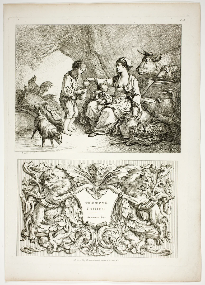 Plate Thirteen of 38 from Oeuvres de J. B. Huet by Jean Baptiste Huet, print, 1796-1799