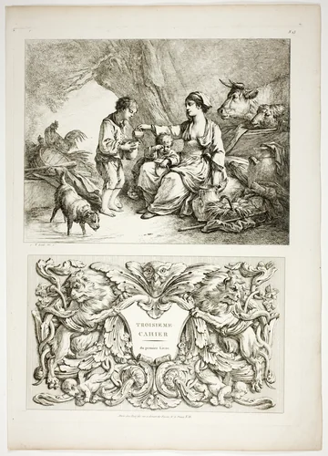 Plate Thirteen of 38 from Oeuvres de J. B. Huet by Jean Baptiste Huet, print, 1796-1799