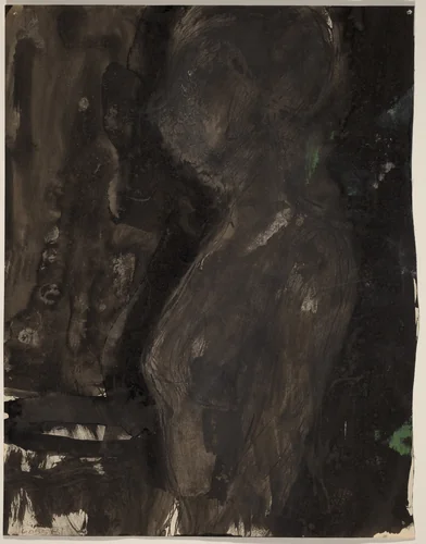 Untitled [profile of a female figure in a dark setting] [verso] by Richard Diebenkorn, drawing, 1955-1967