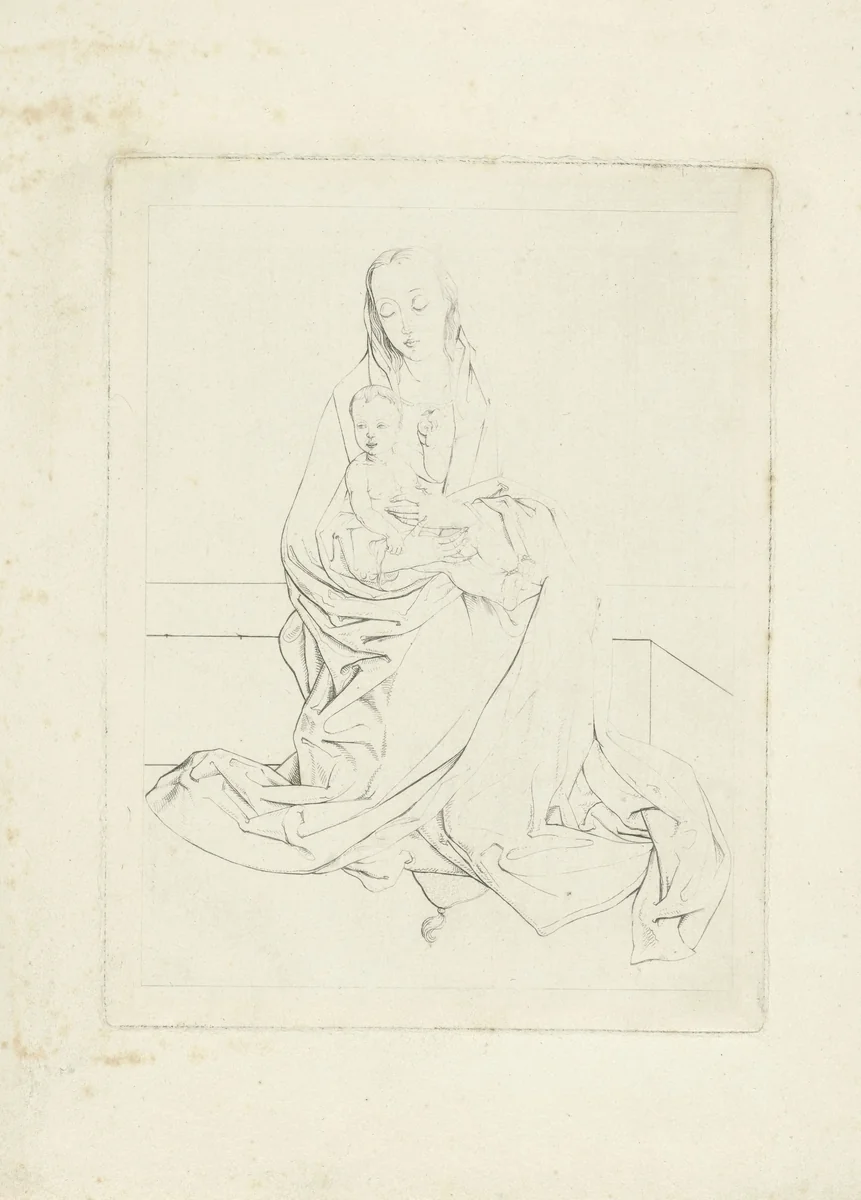 Studie van een Madonna met kind by Nicolaas Cornelis de Gijselaar, print, 1802-1829