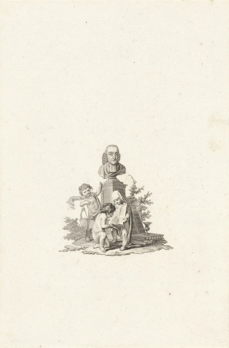 Buste van Petrus Broes op een piëdestal by Reinier Vinkeles, print, 1792