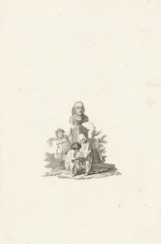 Buste van Petrus Broes op een piëdestal by Reinier Vinkeles, print, 1792