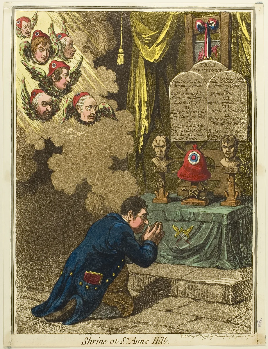 Shrine at St. Ann's Hill by James Gillray, print, 1798