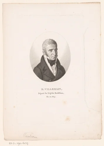 Portret van Bertrand Villemain by Ambroise Tardieu, print, 1820-1821