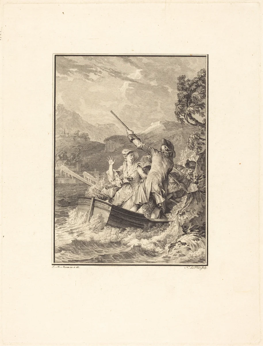 La barque by Noël Le Mire, Jean-Michel Moreau the Younger, print, 1724-1801