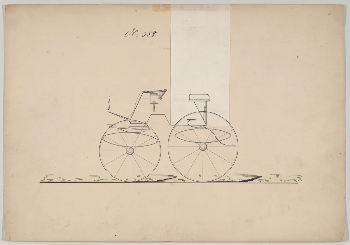 Dog Cart Phaeton #358 by Brewster & Co., drawing, 1850-1870