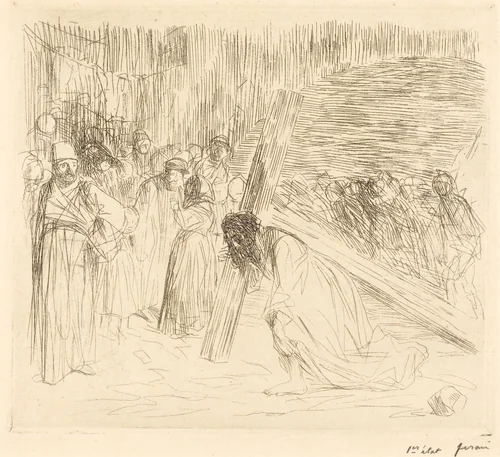 Le Christ portant sa croix (5e planche) (Christ Carrying the Cross) (fifth plate) by Jean-Louis Forain, print, 1910