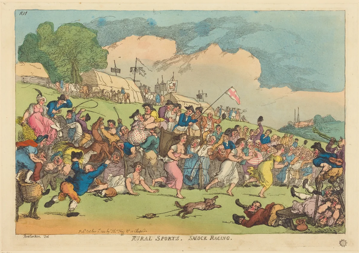 Rural Sports. Smock Racing by Thomas Rowlandson, print, 1811