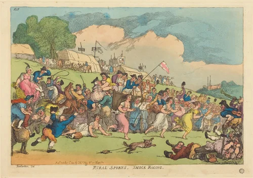 Rural Sports. Smock Racing by Thomas Rowlandson, print, 1811