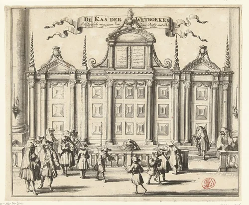 De heilige ark (aron hakodesj of hechal) in de Portugese Synagoge te Amsterdam, ca. 1695 by Romeyn de Hooghe, print, 1695