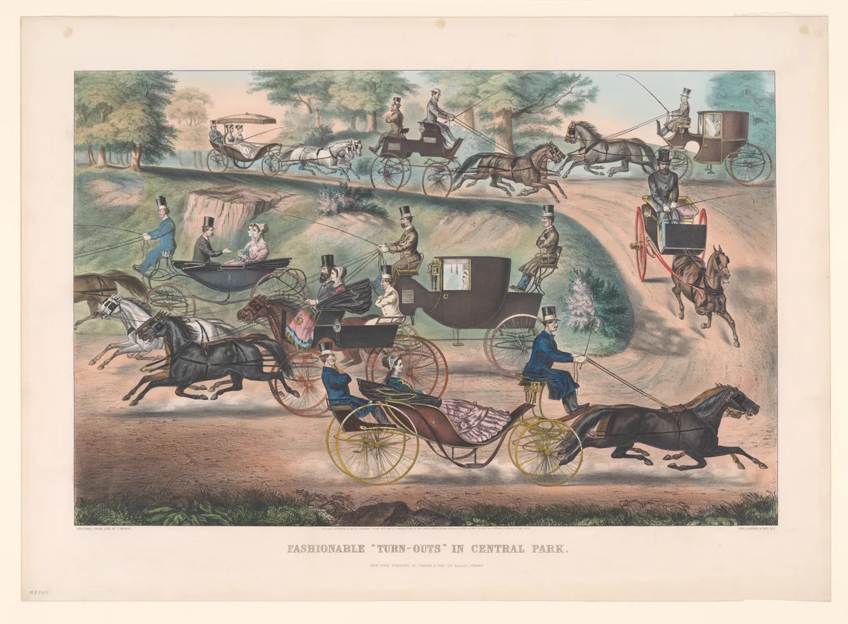 Fashionable "Turn-Outs" in Central Park by Thomas B. Worth, print, 1869