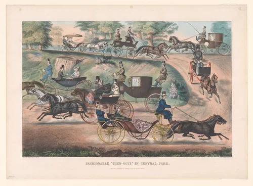 Fashionable "Turn-Outs" in Central Park by Thomas B. Worth, print, 1869
