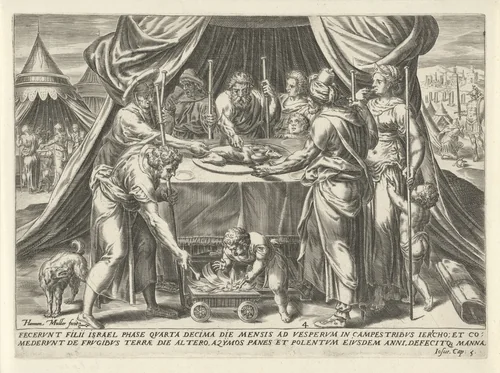 Viering van Pesach in het beloofde land by Unknown, print, 1567-1570