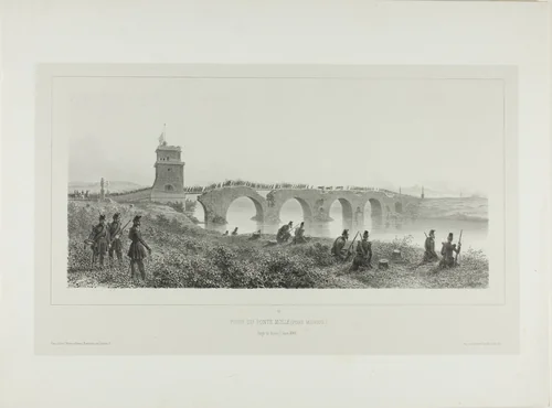 Capture of the Molle Bridge by Denis Auguste Marie Raffet, print, 1854