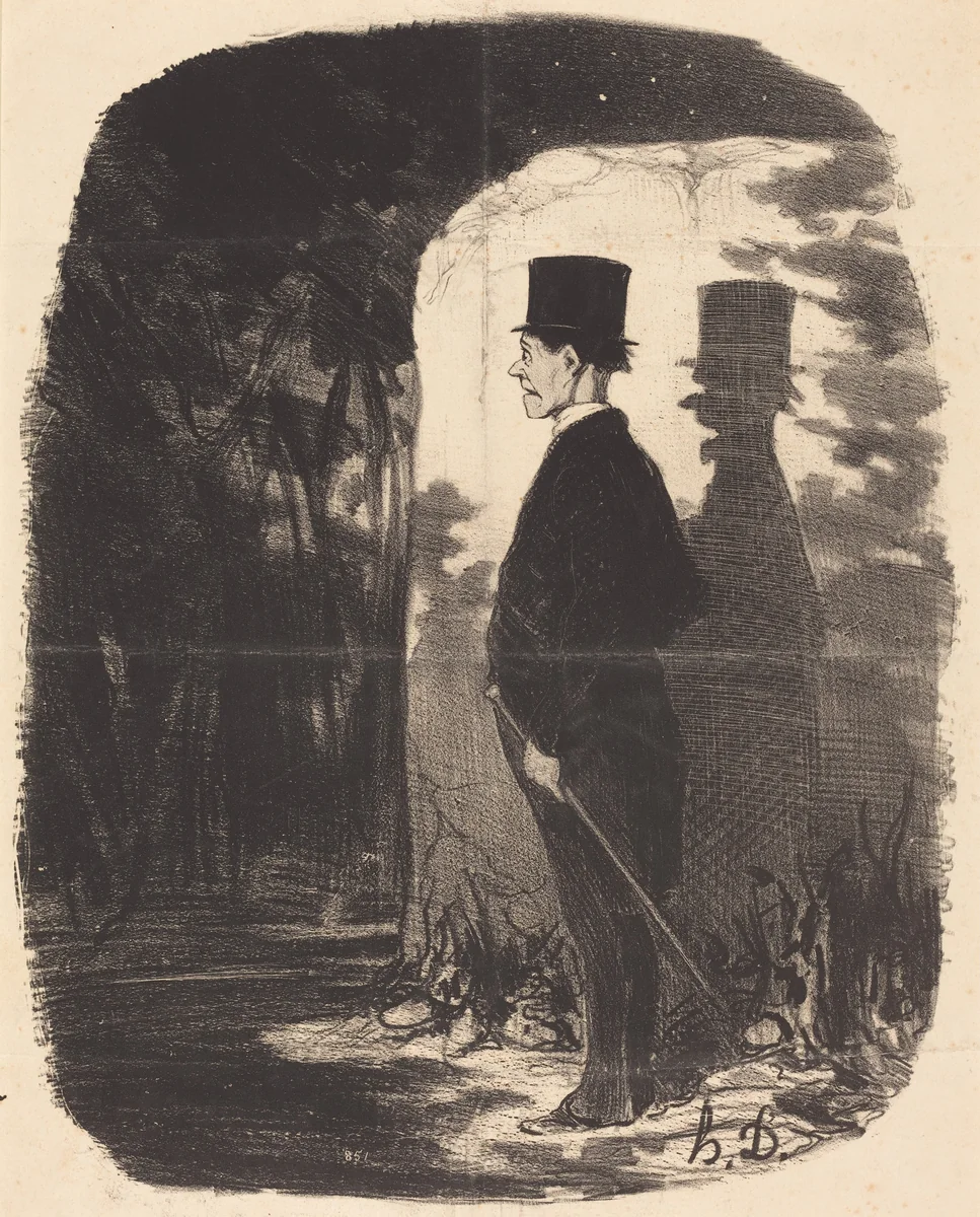 Il n'y a pas a dire, il faut que je traverse ce... bois... by Honoré Daumier, print, 1845