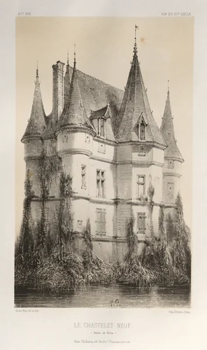 Architecture Pittoresque ou Monuments des XVeme. Et XVIeme. Siecles: Chateaux de France des XV et XVI Siecles: Pl. 67, Le Chastenet-Neuf Saône et Loire) by Victor Petit, print, 1860