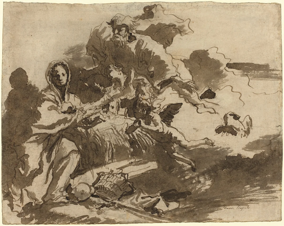 God the Father and Angels Adoring the Madonna and Child [recto] by Giovanni Domenico Tiepolo, drawing, 1748-1758