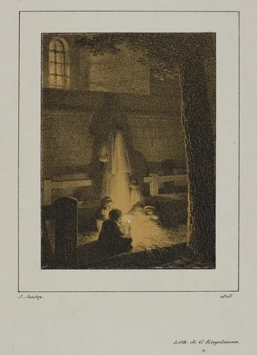 Group of Children Around a Candle by Jean Baptiste Isabey, print, 1818