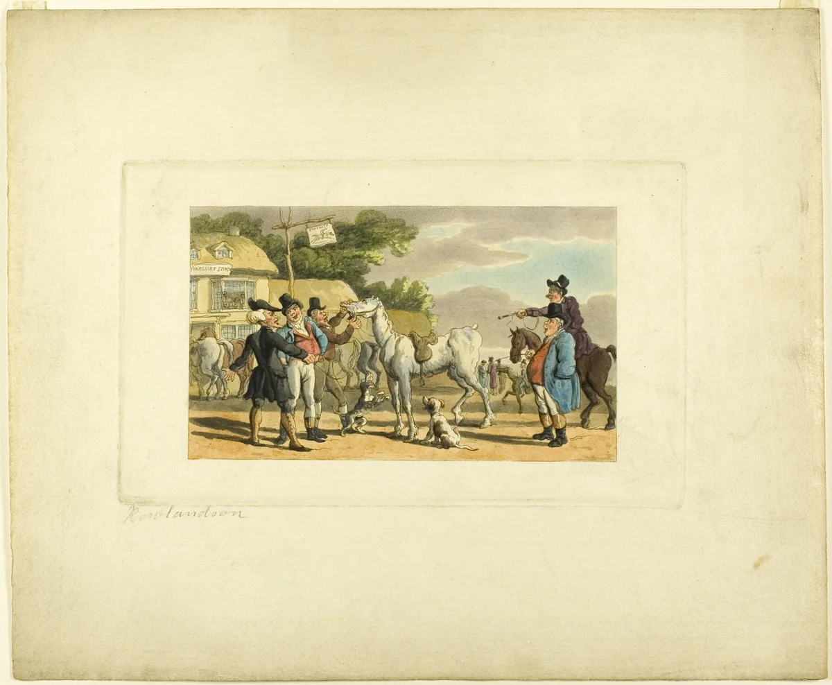 Doctor Syntax Sells Grizzle, from The Tour of Doctor Syntax by Thomas Rowlandson, print, 1808-1813