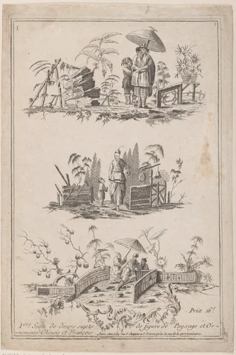 Suite de divers sujets de figure de Paysage et Ornements Chinois et François by Jean Pillement, print, 1765-1775