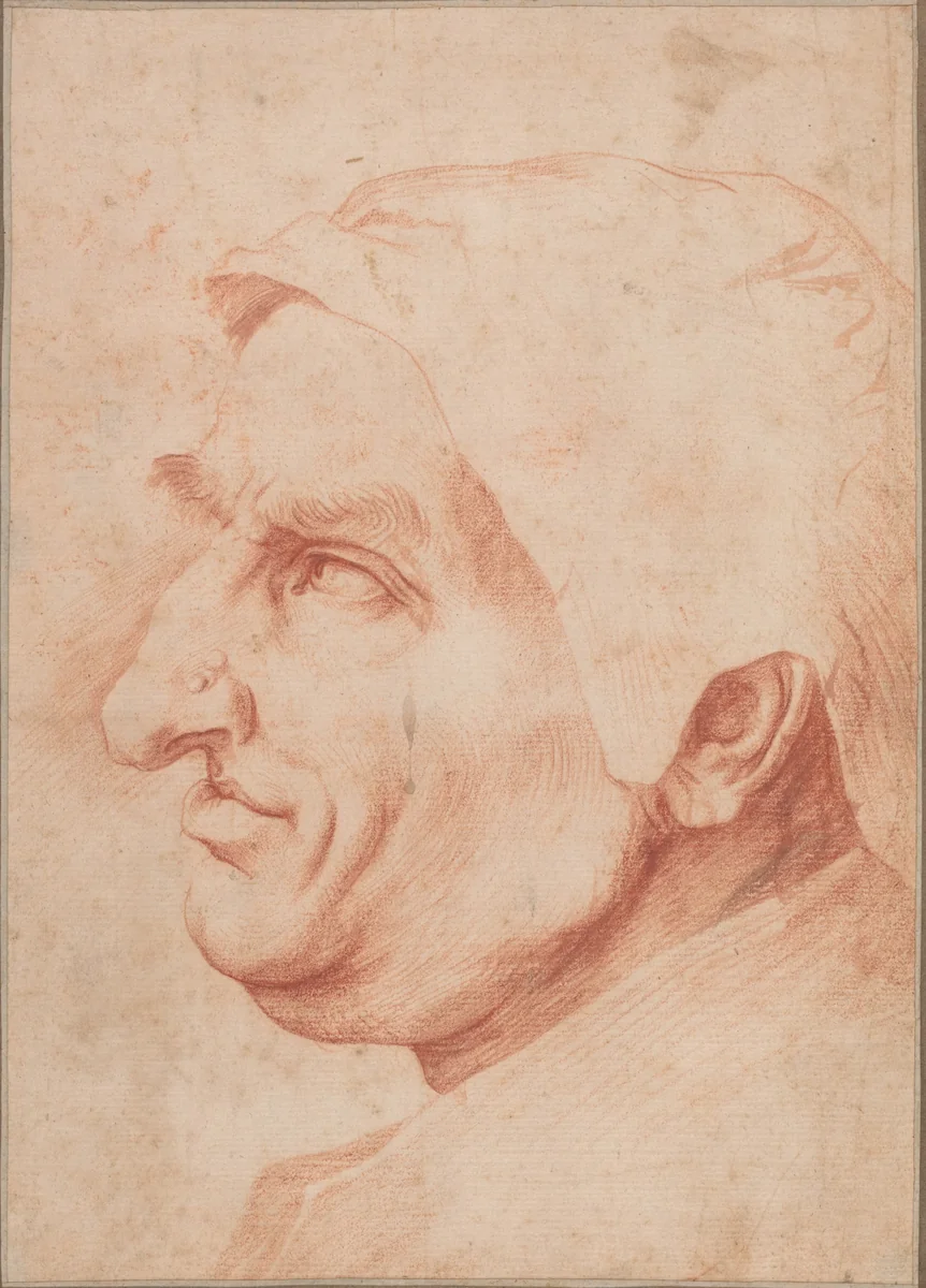 Head of a Man by Jusepe de Ribera, drawing, 1620-1625