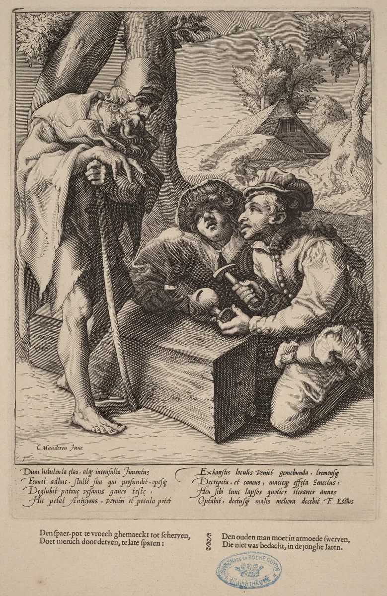 Do Not Spend Your Savings Too Soon by Hendrick Goltzius
Karel van Mander I, print, 1590-1600