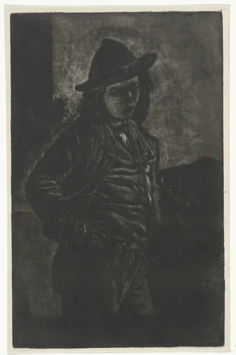 Staande jongen met een fluit by Eberhard Cornelis Rahms, print, 1854-1907