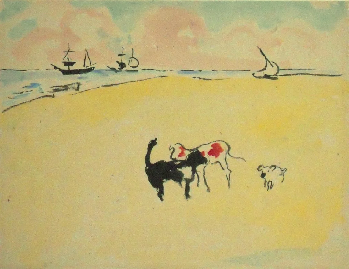 Dogs on the Beach by Louis Valtat, drawing, 1898