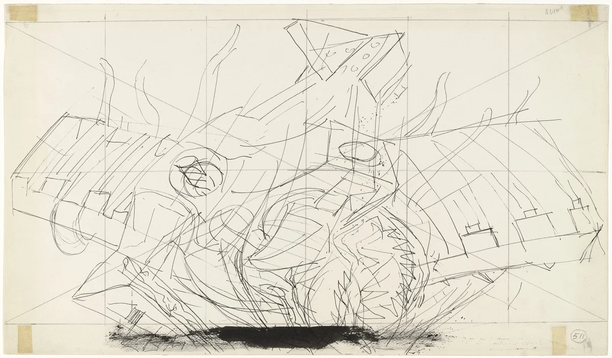 Study for Dive Bomber and Tank by José Clemente Orozco, drawing, 1940