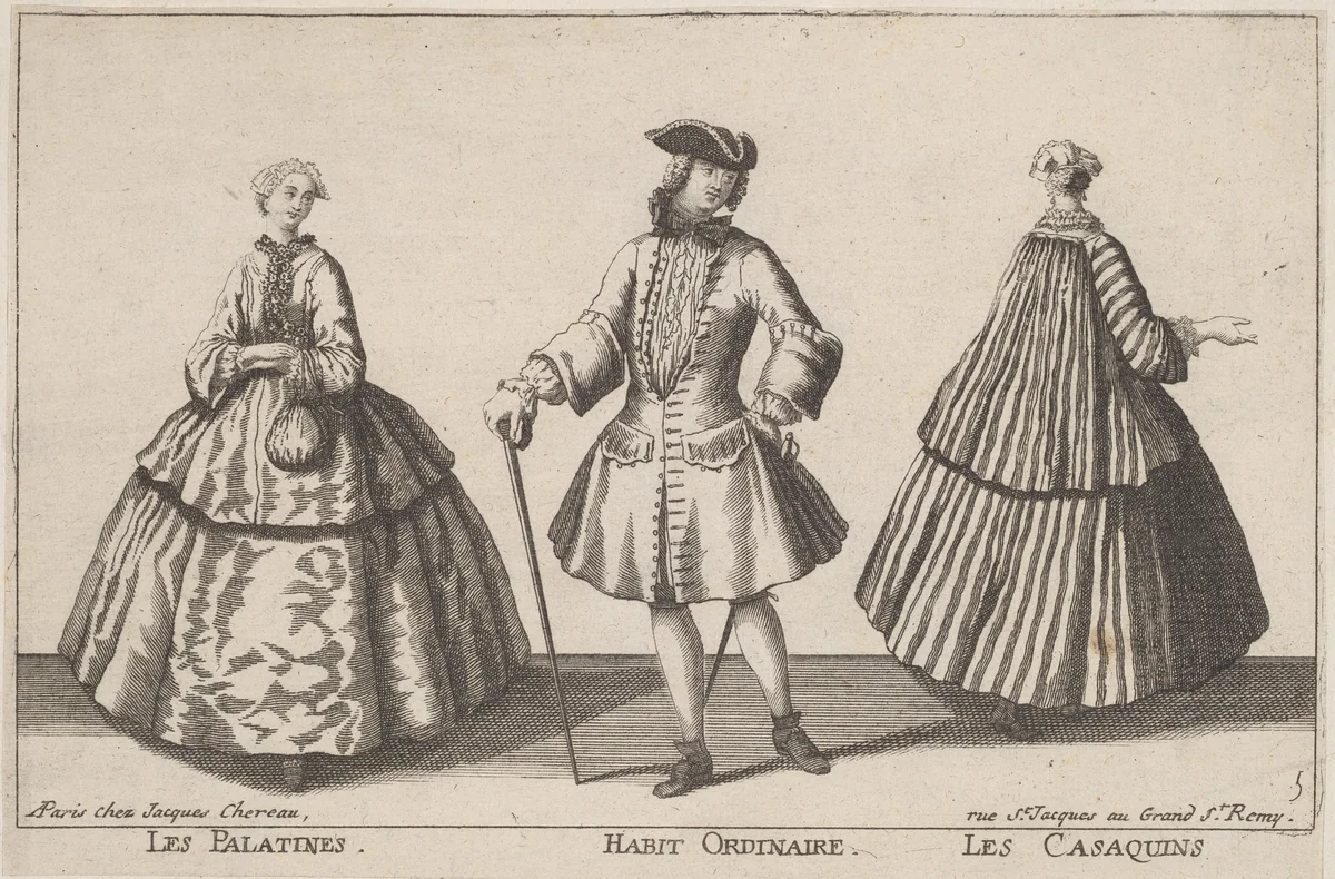 Les Palatines/Habit Ordinaire/Les Casaquins by Jacques Chéreau, print, 1720