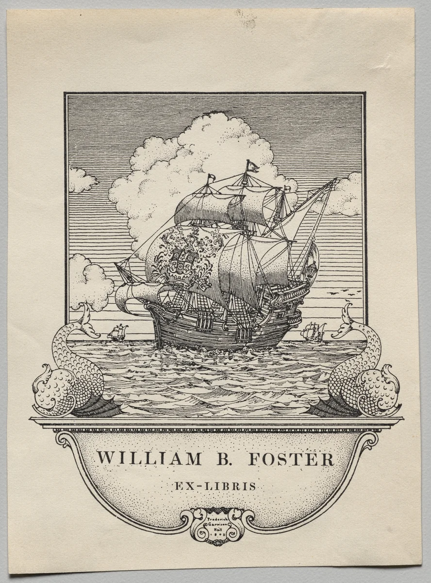 Bookplate: William B. Foster by Frederick Garrison Hall, print, 1905