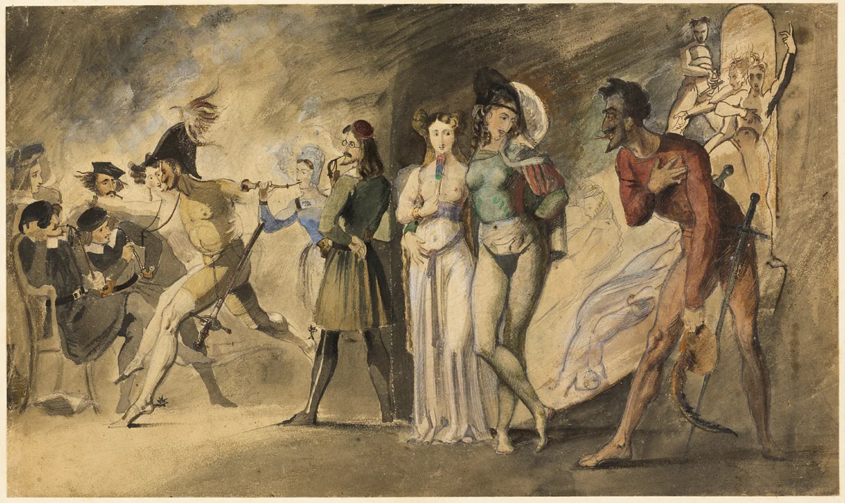 Scene from Faust: Auerbach's Cellar by Unknown Artist, painting, 1820-1844