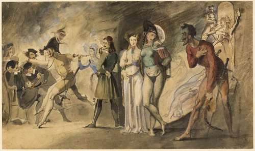 Scene from Faust: Auerbach's Cellar by Unknown Artist, painting, 1820-1844