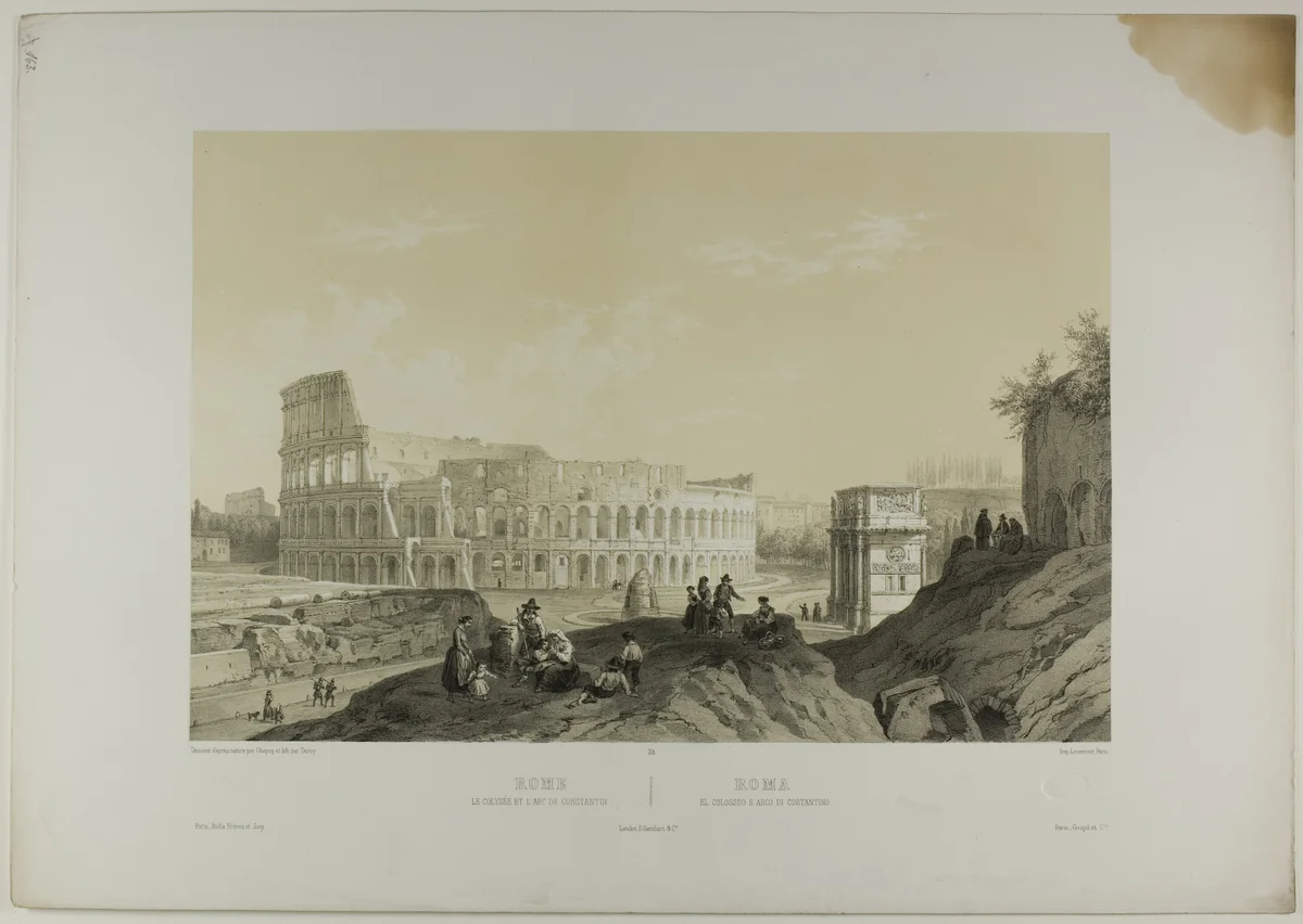 Rome: The Coliseum and the Arch of Constantine, plate 38 from Italie Monumentale et Pittoresque by Nicolas Chapuy, print, 1843-1853