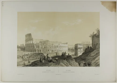 Rome: The Coliseum and the Arch of Constantine, plate 38 from Italie Monumentale et Pittoresque by Nicolas Chapuy, print, 1843-1853