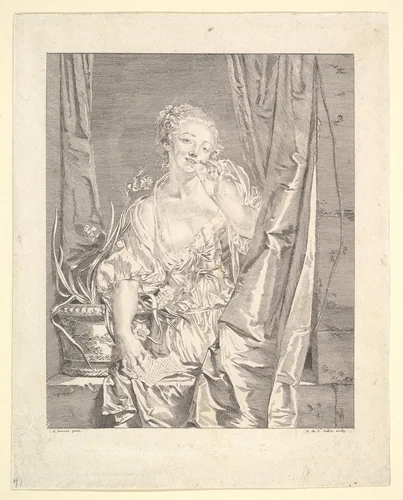 Le Baiser Envoyé (Blowing a Kiss) by Augustin de Saint-Aubin, print, 1750-1807