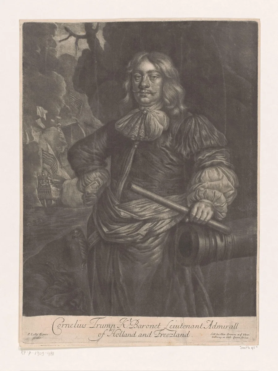 Portret van Cornelis Tromp by Alexander Browne, print, 1675-1683