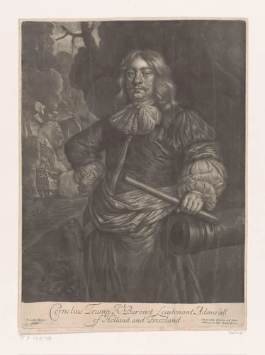 Portret van Cornelis Tromp by Alexander Browne, print, 1675-1683