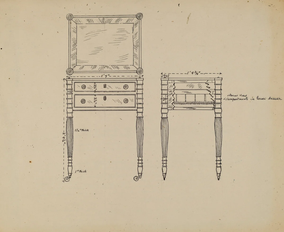 Sewing and Work Table by American 20th Century, index of american design, 1935-1942