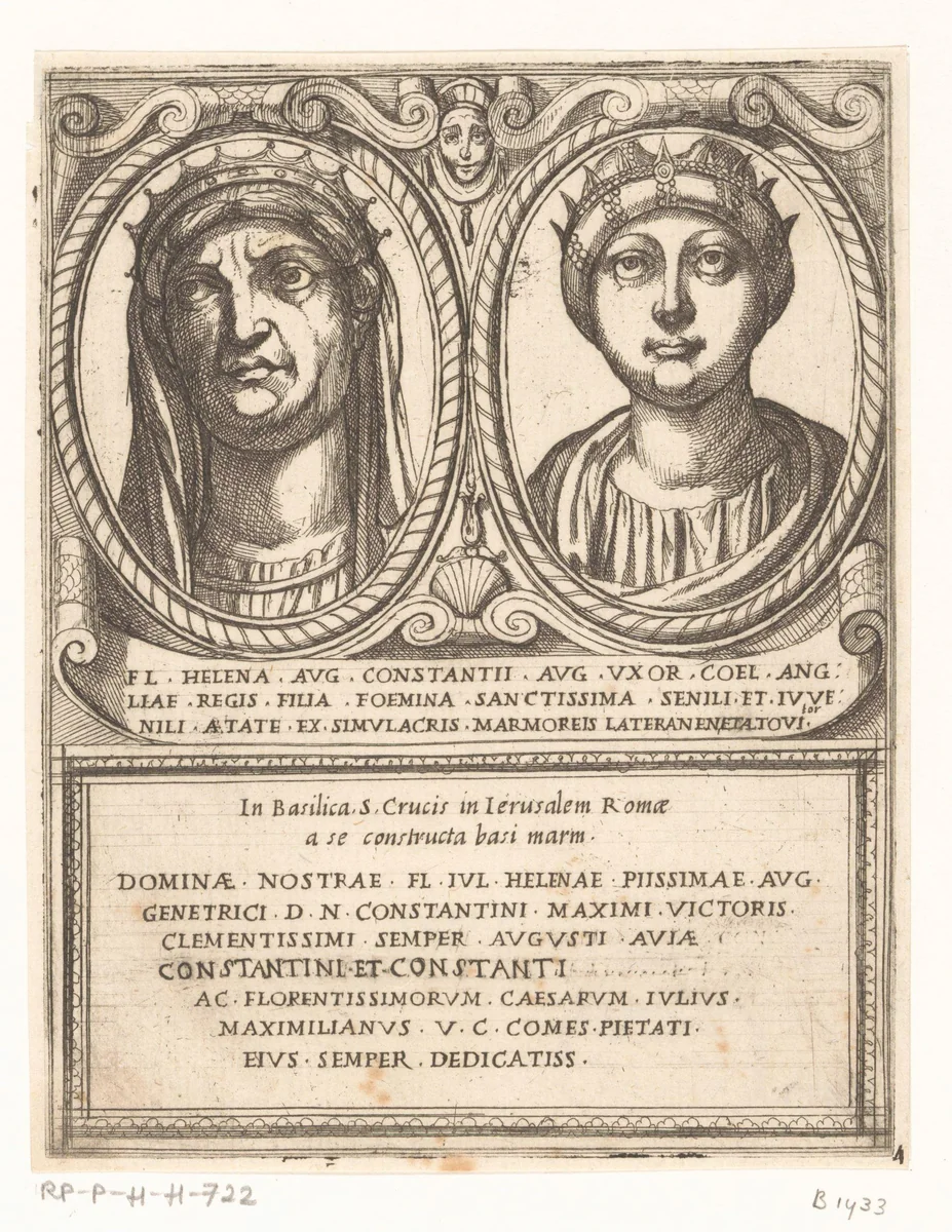 Dubbelportret van keizerin Helena, de moeder van Constantijn de Grote by Antonio Tempesta, print, 1565-1630