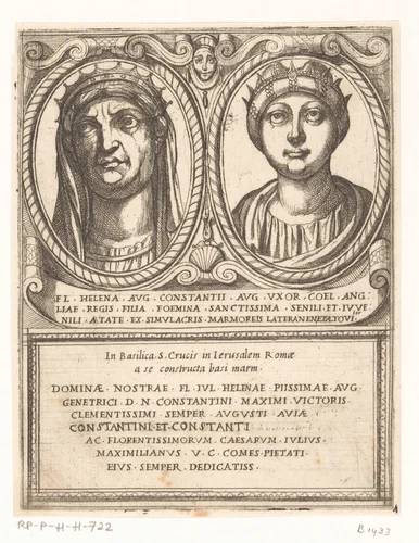 Dubbelportret van keizerin Helena, de moeder van Constantijn de Grote by Antonio Tempesta, print, 1565-1630