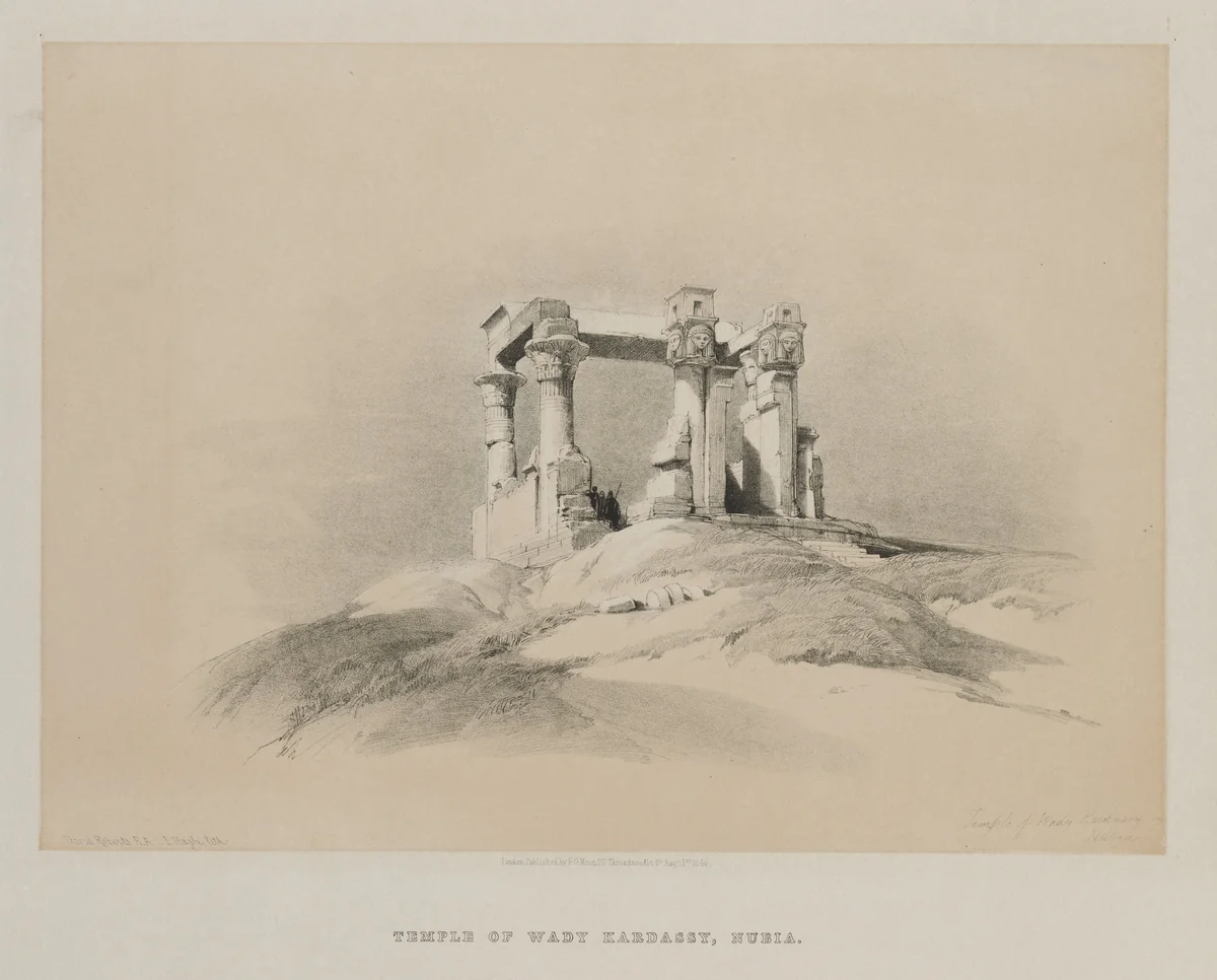 Egypt and Nubia, Volume I: Temple of Wady Kardassy in Nubia by Louis Haghe, print, 1846