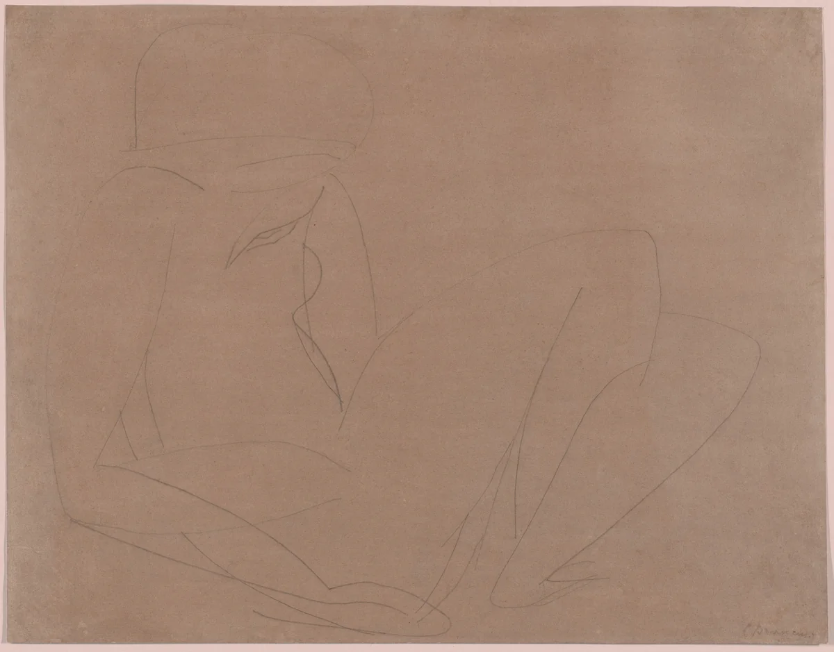 Reclining Nude by Constantin Brâncuși, drawing, 1910